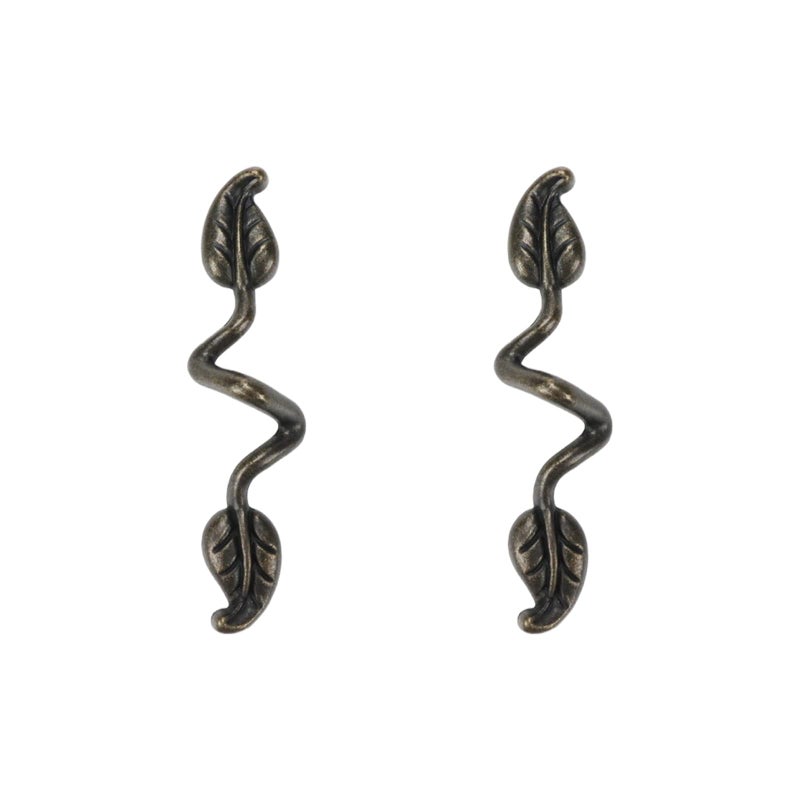 Pastlla Leaf Shape Drawer Pull Handle, Vintage Bronze Leaf Dresser Pull Knob Twig Branch Decorative Cabinet Wardrobe Furniture Door Drawer Pull Handle, 2 Pcs Zinc Alloy 3"" Hole Center - Image 1